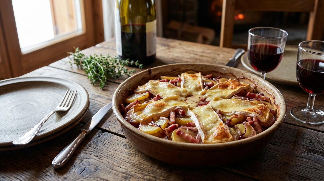 découvrez notre recette authentique de tartiflette au vin rouge, une spécialité savoyarde raffinée qui apporte caractère et convivialité à votre table.